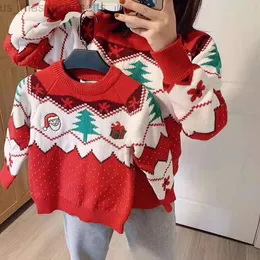 Familjmatchande kläder Familjen Look Mother Daughter Pullover Sweaters Christmas New Year Cotton Sweater Family Matching Outfits Mom and Me Clothes L220916