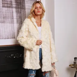Pelliccia da donna Faux Womens Long Jacket 2022 Fashion Women Hoodie Cappotti Inverno Warm Fluffy Ladies Capispalla con cappuccio Furry