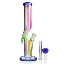 Rainbow Straight Glass Bongs Recycler Smoking Water Pipes Filtration Percolator Bong Rigs One Piece Retails