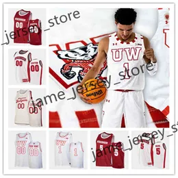 Abbigliamento da basket universitario Maglia personalizzata da pallacanestro del Wisconsin Joe Hedstrom Aleem Ford Ben Carlson Chucky Hepburn Johnny Davis Markus Ilver Matthew