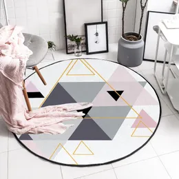 Dywany Prosty moda w stylu nordyckim szary różowy okrągła do salonu sypialnia duża okolica dywan super miękki kryształowy aksamitny dywan domowy
