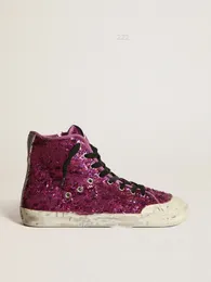 Dirty Shoes Francy Sneakers High Top Small Designer Italian Handmade Retro Ladies With Sequins And Handwritten Lettering On The Outsole