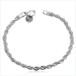 Cadeia de link 100% novo 8 polegadas de comprimento 925 Sier Twisted Chain Bracelet 10pcs / lot Drop Deliver