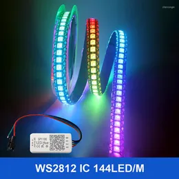 ストリップW/WS2811 IC SMD LEDストリップWS2812 144ピクセル/M RGB SP110E BluetoothコントローラーキットDC5Vを使用した個別にアドレス可能な光