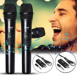 Mikrofoner 1/2st VHF Wireless Microphone DJ Karaoke Speaker 2 Handheld Mic KTV Player Independent/Hybrid Automatic Selection USB Mottagare T220916