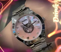 أفضل العلامة التجارية Quartz Fashion Womens Time Clock Watches 28mm Auto Date Small Bee Cat Star Headon Watch Fine 904L Gifts Stainless Steel Hompts Wristwatch Montre de Luxe