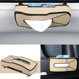 Car Organizer Mounted Tissue Box Leather Hanging Drawer Seat Back Napkin Holder Multifunction Card Slots Auto Interior Accessories