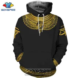 Men's Hoodies Sweatshirts SONSPEE Ancient Egypt Pharaoh 3D Print Men's Hoodie Casual Men Long Sleeve Egyptian Eye of Horus God Coat Tops Sweatshirt