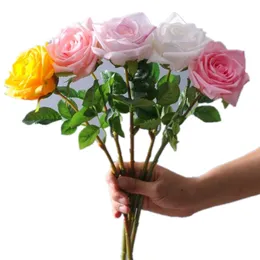 ONE Faux Flowers Single Stem Moisturizing Rose Simulation Real Touch Curling Rosa for Wedding Centerpieces