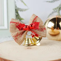 Christmas linen bow bell decoration mini pendant shopping mall layout props