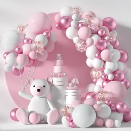 Festdekoration Ballonggirland Arch Kits Rose Guld Rosa Grön Svart Orange Bröllopsfödelsedag Dekor Barn Baby Shower Folie Latex Konfetti Ballong Globos Sets Tillbehör