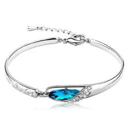 Bangle Sapphire armband smycken ny stil charms blå österrike diamant armband 925 sterling sier glasskor ha dhseller2010 dhqox