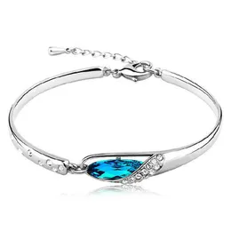 Bransolety Bangle Sapphire Biżuteria Nowy styl urok Blue Austria Diamentowa bransoletka 925 Sterling Sier Glass Shoes Ha Dhseller2010 Dhqox