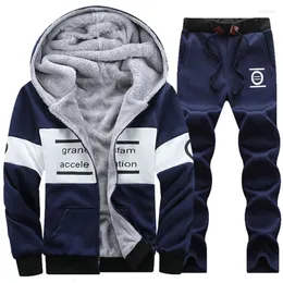 Herrspårssatser Set 2022 Winter Maat M-4XL mannelijke hooded tweedEllige Trainingspak Kasjmier Jas Broek Warm Sweatshirts Set Hoodies