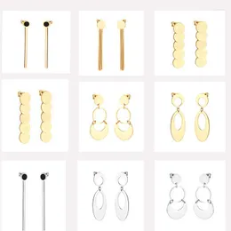 Hoop￶rh￤ngen Huggie Korean Round Tassel Rostfritt st￥l Drop Dingle Earring Gold Color Set For Women Girl Statement smycken Partyhoop