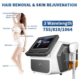 2023 salon use 755 810 1064 nm Diode Laser Hair Removal Epilator Facial Skin Rejuvenation Permanent Hair Remove suit for all kinds skins painless