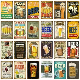 Birra gratuita Vintage Metal Painting Art Poster Antique Metal Tin Signs Bar Pub Club Piatto decorativo piatto da vino retrò adesivi da parete da vino Man Grotta Save Water Water Bere 20x30 cm