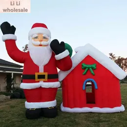 quality New Design Outdoor Decoration Inflatable Christmas House blow up Santa Claus Te LED Light Santas Grotto