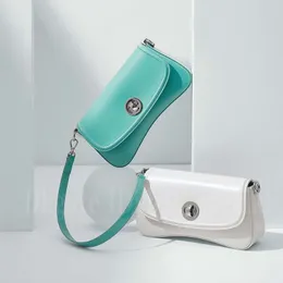 New Ladies Shoulder Bag White Designer Messenger Handbag Buckle Simple Underarm Bag Solid Color Retro