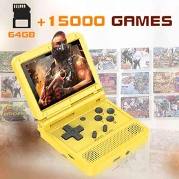 ポータブルゲームプレーヤーPowkiddy V90 3インチIPSスクリーンフリップハンドヘルドコンソールOpen Linux System Game Console PS1 Children's Gifts T220916用シミュレーター16シミュレーター