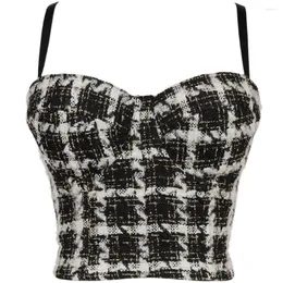 Bustiers Korsetts Plaid Korsett BHs Kurze Bustier Tops Damen Mode Korset Party Urlaub Mieder Schwarz Rot Sexy Dessous Überbrust