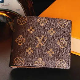 محفظة رجالي مشهورة فاخرة محفظة قماشية متعددة قصيرة صغيرة ثنائية الطي مع صندوق
