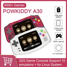 휴대용 게임 플레이어 Powkiddy A30 핸드 헬드 콘솔 2.8 인치 IPS HD 화면 32G 내장 4000 S 소년 플레이어 T220916