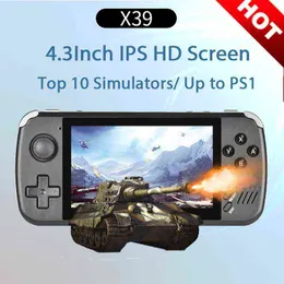 Portable Game Players X39 4.3 -дюймовый экран IPS с открытым исходным кодом ретро -видео -консоль Quad Core PS1 Arcade Support Wired Controller Handheld Game Players T220916