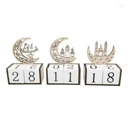 زخرفة الحفلات 27RE Wood Eid Mubarak Countdown Calendar Ornament Ramadan Wooden Crafts for Home Bedroom مكتب المكتب