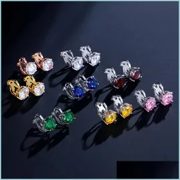 stud Classic 3A Zircon Zircon Stud أقراط جولة Crystal Girl Ear for Women Mticolor Jewelry Gift Party 3011 Q2 D Dhseller2010 Dhgen