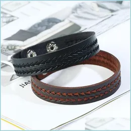 Charm Bracelets Men Jewelry Bracelet Punk Braided Clasp Wrist Fashion Accesories Woman Man Band Leather Charm 53 K2 Drop Dhseller2010 Dhd1W