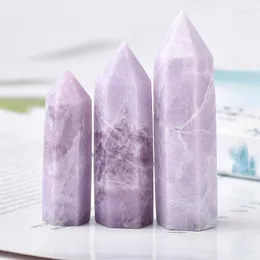 Dekorativa figurer Naturlig Kristall Kvarts Lila Sten Energipelare Obelisk Wand Rock Mineral Reiki Healing Heminredning Samla souveni