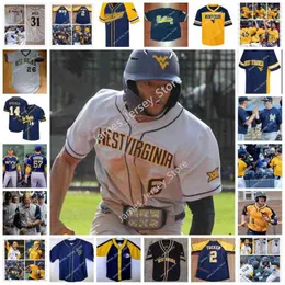 College Baseball Wear College 2022 NCAA Custom W v u 스티치 야구 저지 6 Victor Scott II 36 Noah Short 32 Chris Sleeper 12 Chase Smith 41 Evan Smith 31 Tyl