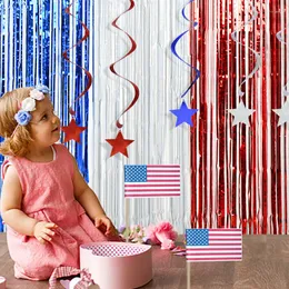 Party Decoration USA 4 juli United States Independence Day National Flag Hanging Foil Swirl Pendant Spiral Decorations