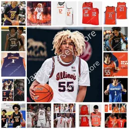 O basquete universit￡rio usa a faculdade Skyy Clark Clark Basketball Jersey Custom Illinois Fighting Illini Basketball usa 2022 NCAA Stitched College Wear Wear Bordeded Jerse