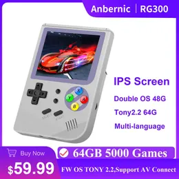 Taşınabilir Oyun Oyuncuları Anbernic RG300 Retro Oyun Konsolu IPS Ekranı 3000 Video Oyunları 32G TF Çift Sistem PS1 64 Bit Taşınabilir Elde Taşıma Oyuncu T220916