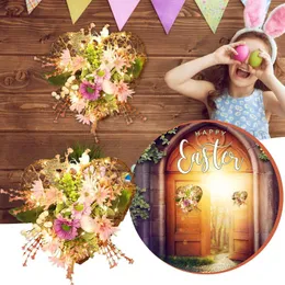 Decorative Flowers Spring Festival Wreaths Decoration Maison Colored Love Wreath Simulation Dried Flower Garlands Decor On The Door Wall