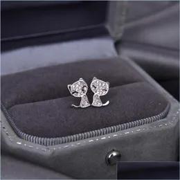 Stud Cat Shape Shining Stud Earring 925 Sterling Sier Cz Diamond Women Wedding Jewelry Earrings Summer Gift 1615 T2 Drop Dhseller2010 Dhr1L