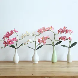 Decorative Flowers Latex Fake Flower Phalaenopsis Orchid Real Touch Artificial Butterfly Orchids Stem Plant Centerpiece Silicone 4