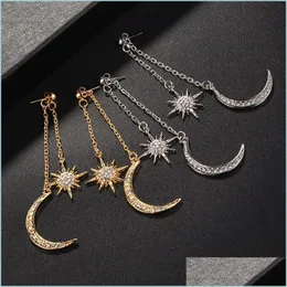 Baumeln Kronleuchter Strass Ohrringe Mond Sterne Anhänger Retro Kristall Inlay Böhmischen Baumeln Schmuck Frau Mode Ohr Studs Accesso Dhab6