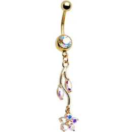 Navelklocka ringer kropp smycken legering navel belly ring mode punktering navlar knappringar dans kvinnor guld sliv dhseller2010 dhr6s