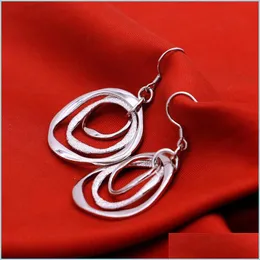 Dangle Chandelier 925 Sterling Sier Three Circle Drop Dangle Earring For Women Lady Wedding Engagement Party Fashion J Dhseller2010 Dhyvg
