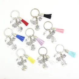 Partihandel bröstcancermedvetenhet nyckelkedjor Keyrings Hope Ribbon Never Give Up Charms Keychain Jewelry Gifts