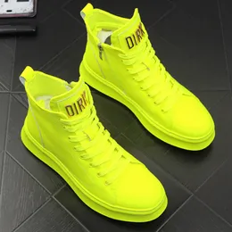 Men's shoes four seasons patent leather bright leather board shoes high top casual boots new fluorescent green gold and silver white sneakers A20