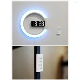 Orologi da parete 2022 Sveglia digitale creativa multifunzionale domestica LED Mirror Hollow