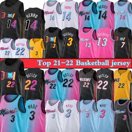 Jersey Basketball''nba''Tyler 14 Herro 13 Ado Jimmy 22 Butler Dwyane 3 Wade Men Kyle 7 Lowry 2022 Camiseta baloncesto T-shirt Stock S-XXL
