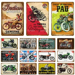 Motor Bike Cycles Metal Painting Motorcycle Vintage Route 66 Plaque Tin Sign Wall Decor For Bar Pub Man Cave Crafts Retro Poster Wholesale 20X30cm