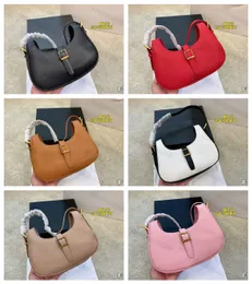 Kvinnor 22SS tidigt på våren Crescent Fermoir Underarm Bag Multicolor Plain Buckle Handväska Halfmoon axelväska Fashion Lady Evening Hobo Wallet Purese Purese