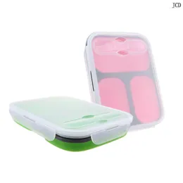 Dinnerware Sets JCD 1pcs Silicone Folding Bento Box Collapsible Portable Lunch For Container Bowl Children Adult