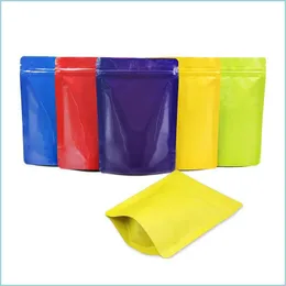 F￶rpackningsp￥sar 13cmx18cm f￤rgad aluminiumfolie Stand Up Pouches Doypack Food Tea Coffee Storage Mylar Bag With Zipper LX0679 DR BDEDOME DHPTD